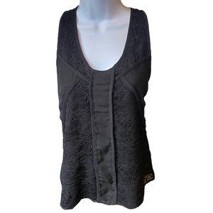Central Park West Tank Top Women's Size Small Black Lace & block detail on Front